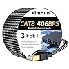 Cable Ethernet Cat 8 de 3 pies, 6 pies, 10 pies, 15 pies, 20 pies, 25 pies, 30 pies, 40 pies, 50 pies, 60 pies, 75 pies, 100 pies, cable de red trenzado de alta velocidad con conector RJ45 de 40 Gbps
