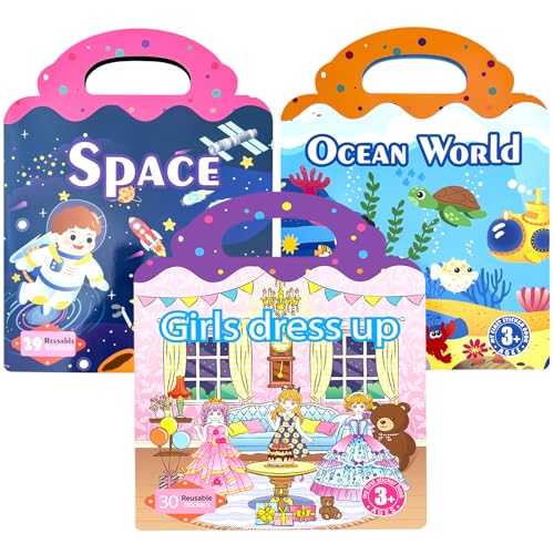 Reusable Sticker Book 3 Pack, Kids Book Stickers, 89PCS Removable...