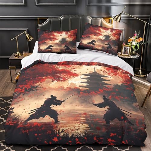 Parure de lit samouraï 140x200cm avec housse de couette en microfibres - 2