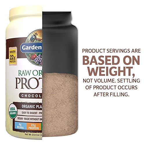Image of Garden of Life Raw Organic Protein Chocolate Powder, 20 Servings, Certified Vegan, Gluten Free, Organic, Non-GMO, Plant Based Sugar Free Protein Shake with Probiotics & Enzymes, 4g BCAAs, 22g Protein