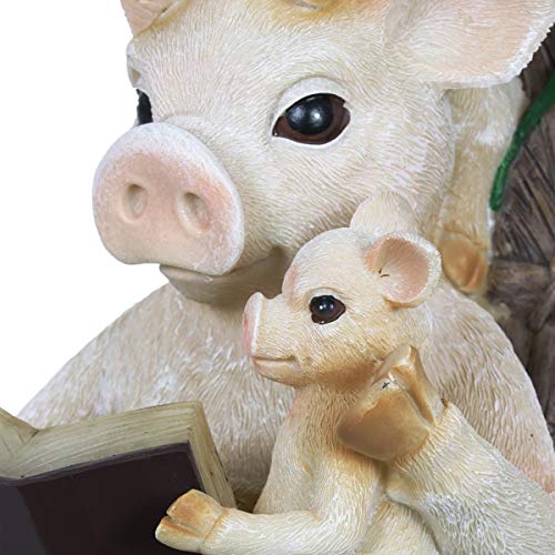 Exhart Solar Pig Family Reading a Book on a Rocking Chair Garden Statue - Bookworm Pigs Mini Figurine w/Solar LED Lights, Pig Decor, Booklovers Pig Statue, Pig Decorations, 6.3\" L x 8.9\" W x 12.2\" H - Thumbnail 4