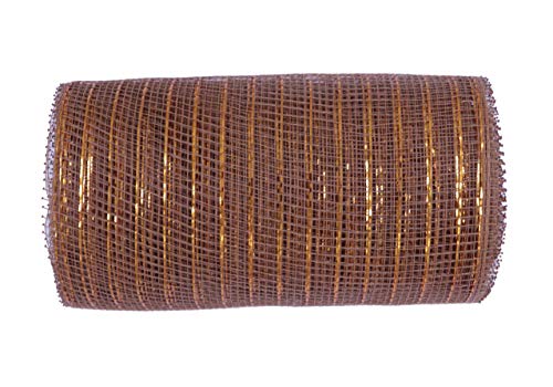 6 inch x 30 feet(10 Yards)-YYCRAFT Metallic Poly Mesh Ribbon(Brown)