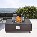 36 Inch Rectangular Propane Fire Pit Table,CSA Certified,50,000 BTU Outdoor Fireplace with Wind Guard Glass, Lid ? Waterproof Cover for Backyard,Garden