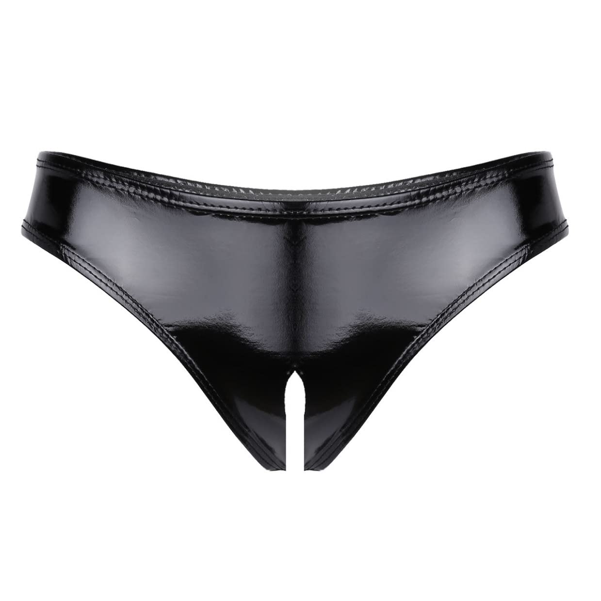 Hansber Black E Pelle Slip Donna Ouvert Passo Aperto Mutandine Low Waist Hot Pants Panty Lingerie Senza Cavallo G-String Shorts Erotico Lingerie Notturna