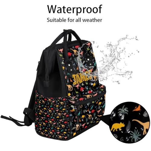 Image of Personalized Baby Diaper-Backpack Waterproof Nappy-Bag Backpack for Mom Dad Baby-Boys Dinosaur-Diaper-Bag with Baby Name