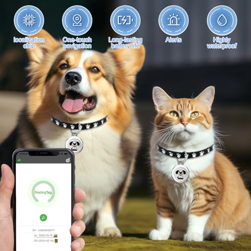 Rppiup GPS Tracker für Katzen und Hunde, Mini GPS ohne ABO, Wasserdicht für Hunde, Live-Ortung, Haustier-Tracker für Kofferraum und Rucksack
