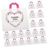 Warmhm 50stücke Faltbare Tragetaschen Mit Handgriff Verstärkte Einkaufstaschen in Weiß Mit Floralem Muster Mehrzweck Verpackungs Geschenkbeutel Für Modegeschäft Tragbar Und Großvolumig