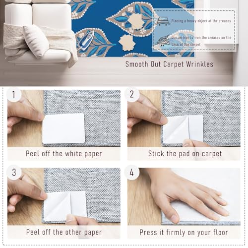 Tapis de canapé moderne protège-sol résistant et antidérapant bleu - 8