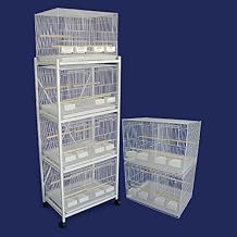 Six Small Bird Cage with 4 Feeder Doors Color White