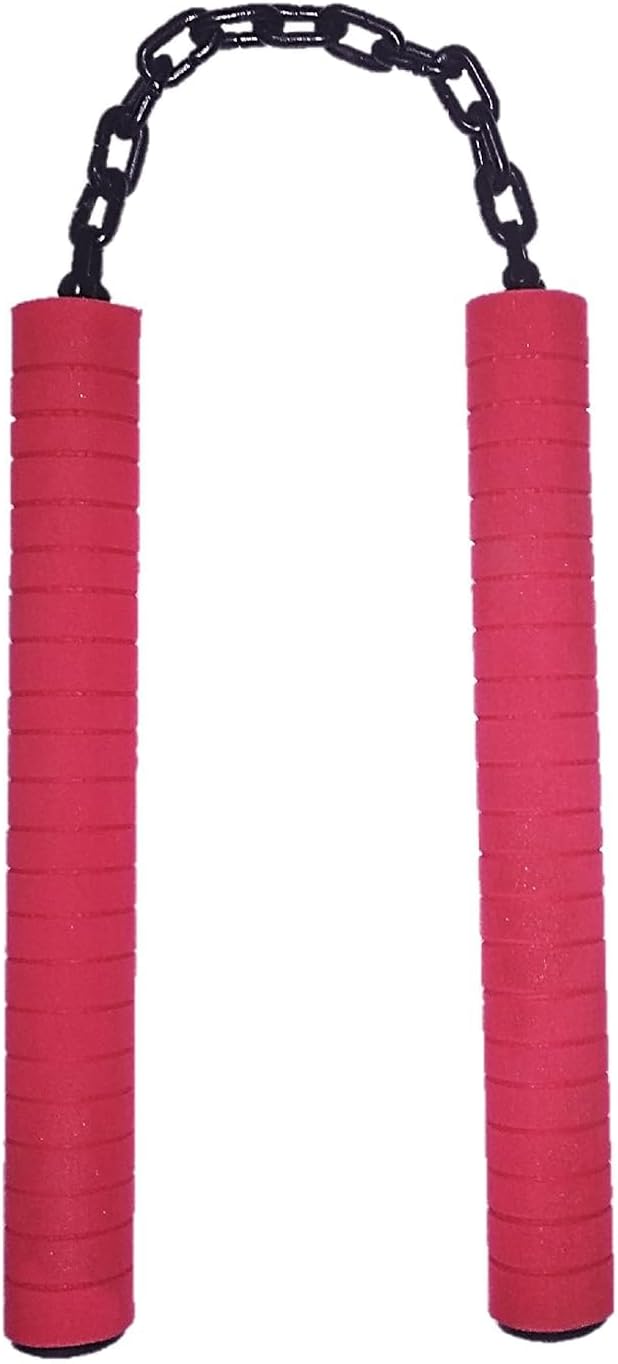 Rubber Foam Nun-Chucks, Foam nanchaku, nunchaku Foam Coated, Metal Nunchucks (Set of 1, Red)