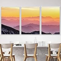 3 Piece Framed Canvas Wall Art Abstract Mountain Top Landscape Canvas Prints Home Artwork Decoration for Living Room,Bedroom - 16