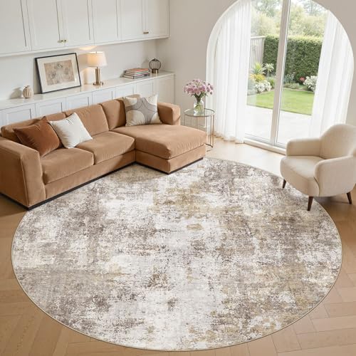 ELLIUNE 10ft Round Area Rugs for Living Room, Soft Non Slip Washable Rug
