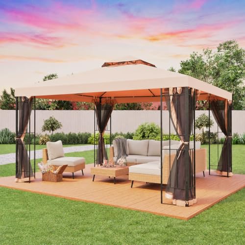 LAUSAINT HOME 10' x 10' Outdoor Patio Gazebo, Heavy-Duty Steel