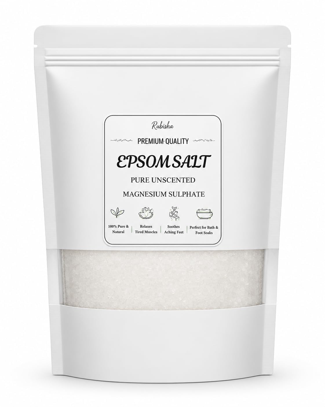 Pure Epsom Salt Magnesium Sulfate Bath Crystals | Foot Soak Salt | Unscented Bath Salt for Relaxing Soak, Spa, Body Care & Gardening Use | 900g + 50g Free-image-22