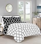 Elegant Comfort All Season Comforter and Year Round Medium Weight Super Soft Quatrefoil Pattern Down Alternative Reversible 3-Piece Comforter Set, King, Black/White