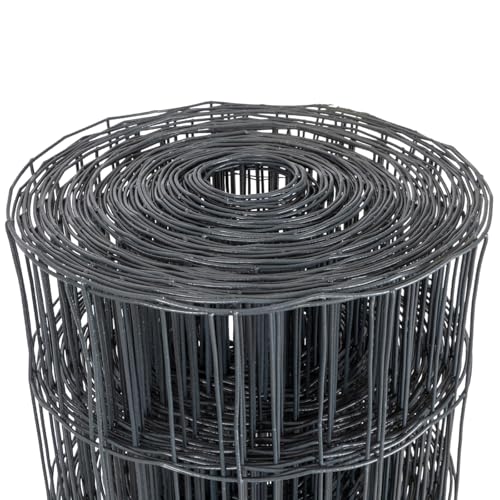VOSS.garden 25m Gitterzaun 150cm Premium Maschendrahtzaun 100x75mm Gartenzaun Anthrazit Wetterfest Punktgeschweißt