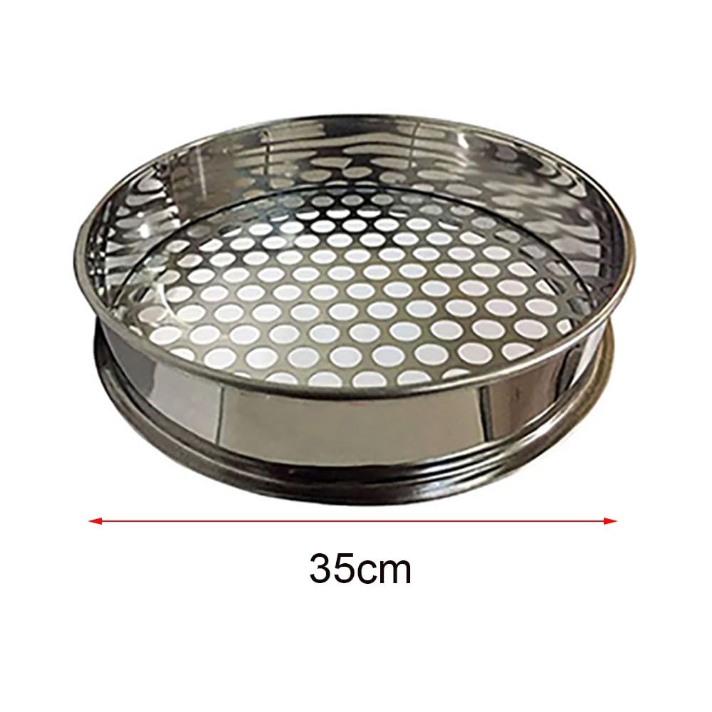 Tamiz SUS 304 redondo de 35 cm de primera calidad: colador de alimentos multiusos for hornear, cocinar y hacer jardinería(8mm)