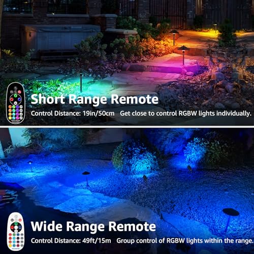 Image of SUNVIE RGBW Low Voltage Landscape Lights 3W Color Changing Pathway Lights 12-24V Multi-Color Path Lights Waterproof for Yard Garden Walkway Holiday Landscape Lighting ETL Listed Cord, 12 Pack