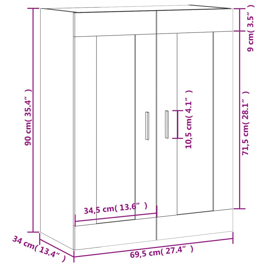 vidaXL Armario de Pared Madera de ingeniería Blanco 69,5x34x90 cm, Armario, Armario Colgante, Armario Auxiliar, Armario de almacenaje