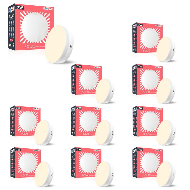 elleys' Solas 7 WATT Round LED Light for Ceiling | (3000K) Warm White LED Celling Light for Home & Office |Tested up to 4KV | Energy Saving White Light BIS Certified (10 Pcs)-image-26