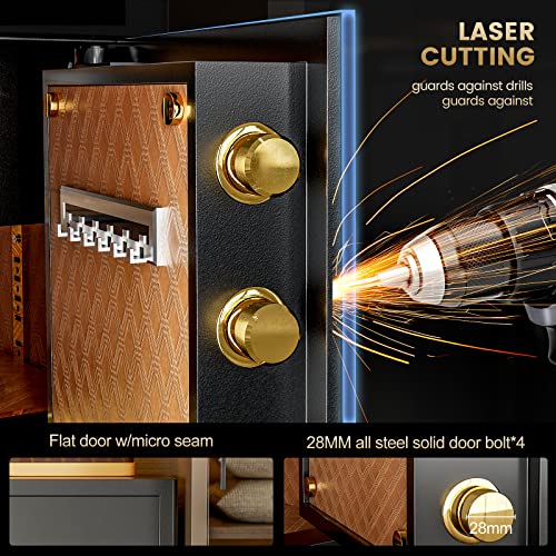 Oarlike 3.0 Cu Ft Fingerprint Security Home Safe Box With Fireproof Document Bag Digital Touch Screen Keypad Interior Cabinet Dual Warning Alarm Large Safe With 3 Safety Lock Key Password And Fingerprint #TOP2