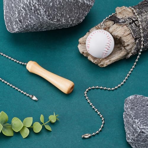 Image of GORGECRAFT 2Pcs Ceiling Fan Pull Chain 13 Inches Baseball and Baseball Bats Decorative Beaded Ball Pull String Ornament Pendant Extension Chains for Ceiling Light Lamp Fan Chain Extender