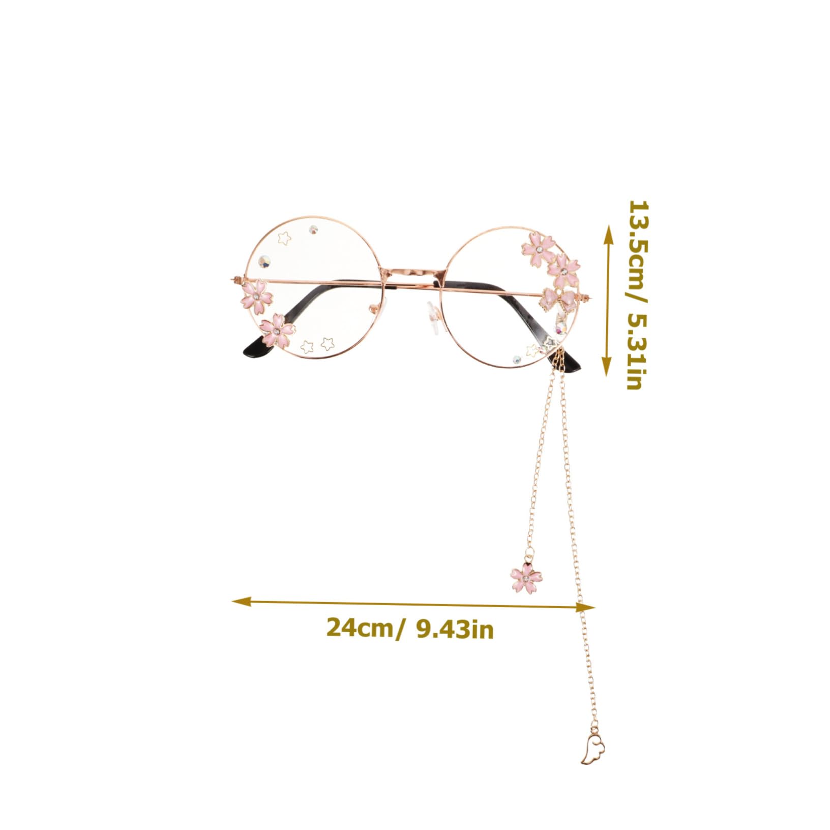 FOMIYES Kawaii Eyeglasses with Chain Cosplay Accessories for Women Teen Lightweight Retro Style with Wing Pendant for Parties and Events