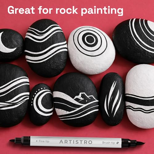 Image of ARTISTRO 12 Black Acrylic Paint Markers - Paint Pens for Drawing - For Fabric, Rock, Glass, Wood, Molds - Arts & Crafts Gift for Adults, Teens, Kids, Classroom Must Haves & School Supplies