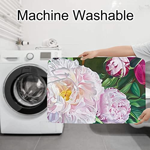 Rot schöne Blume Badezimmer Teppich Sets von 3 rutschfesten Badematten, Konturmatte und WC-Deckelabdeckung Duschmatten Badteppich für Badewanne Dusche und Badezimmer – Bild 8