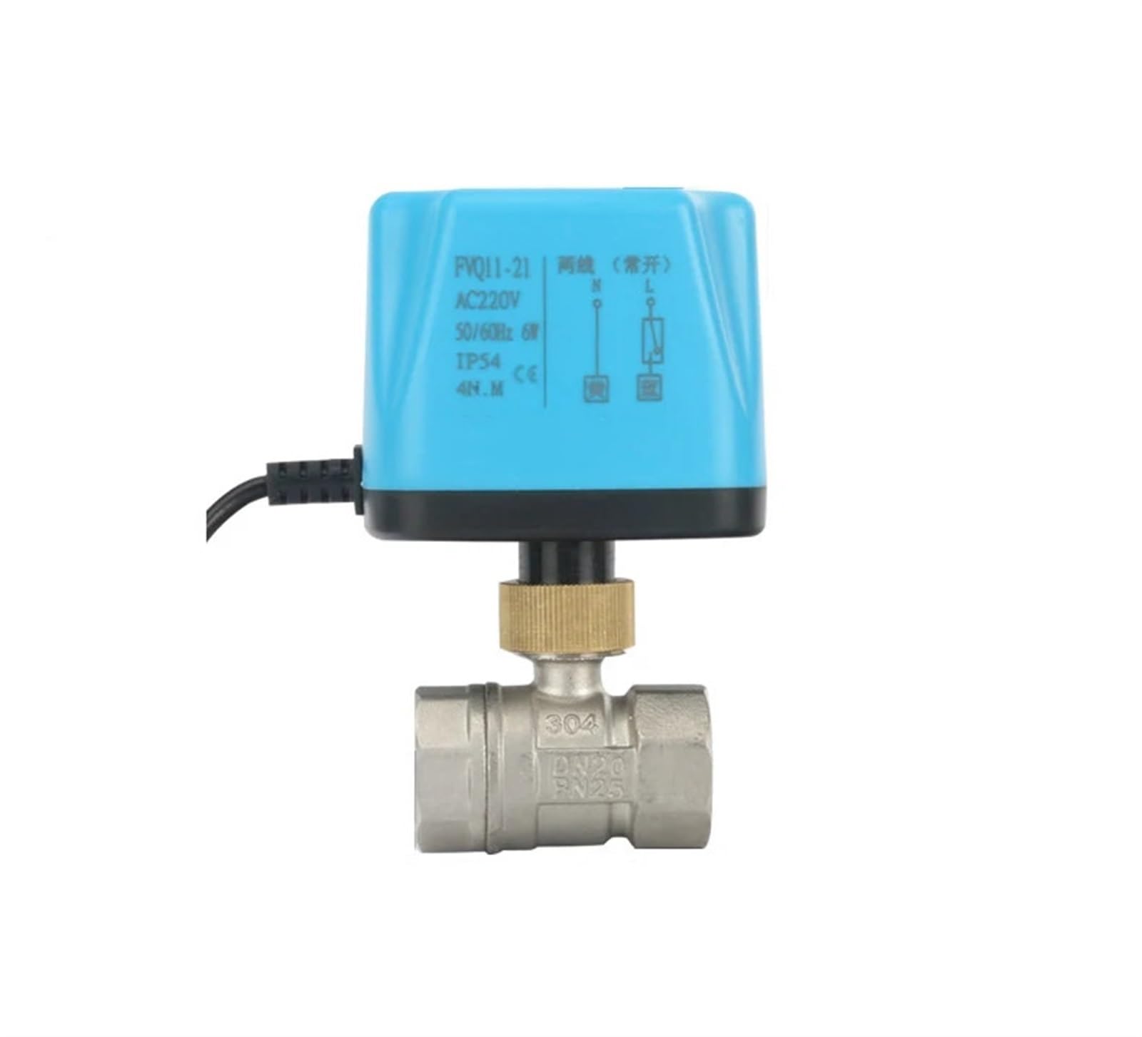HYUJNAFZR DN20 Stainless Steel Normally Closed/Open Motorized Ball Valve 220V 12V 24V 2-Wire Electric Ball Valve(24VDC-NORMALLY CLOSED)