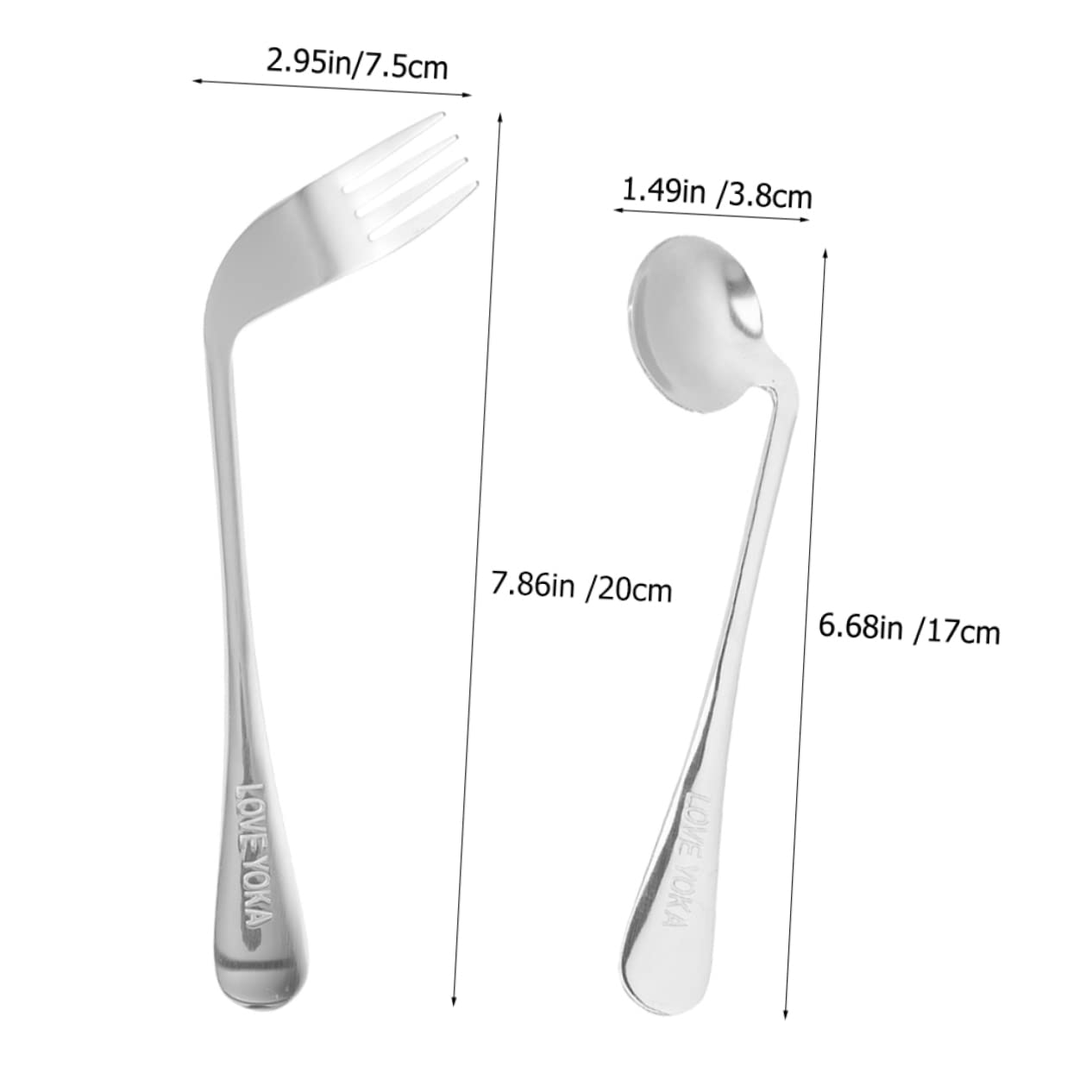 Anneome Angled Spoon Fork for Disabled Ergonomic Design Easy Use Stainless Steel 2pcs Set