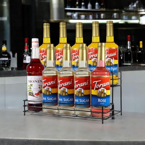 Image of 2-Tier Bottle Organizer Rack for Kitchen, Bar, Countertop | Heavy-Duty Metal Stand for Syrup, Oil, Sauce, Spice | Space Saving Bottle Holder for Home & Restaurant Use