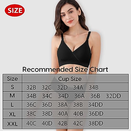 Vinfact Nursing Bra 3 Pack Seamless V Neck Maternity Bra Women Pregnancy Breastfeeding Bra (M, Gray/Nude/Pink) #TOP1