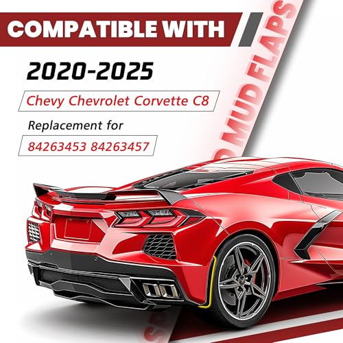Image of Kojem 4Pcs Front & Rear Splash Guard Mud Flaps Compatible with 2020-2025 Chevy Chevrolet Corvette C8 Replacement for 84263453 84263457 Extended Mudflaps Wheels Fender Protectors Black