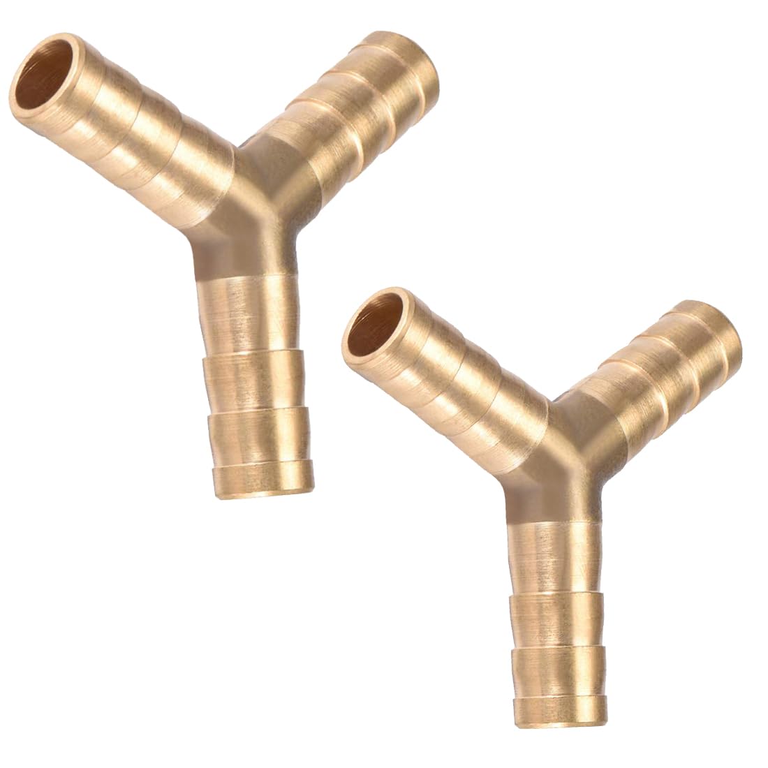 Unifizz 10mm or 3/8" Brass Barb Hose Fitting Y Shape 3 Way Connector Barbed Splitter Fitting Splicer for Water Fuel Air 5pcs