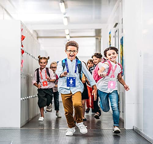 Hall Pass Lanyards With Large Card Passes, Unbreakable School Classroom 5 Inch Passes Set For Teacher Parents(Hall Bathroom Library Office & Nurse),10 Pcs(Boys Restroom) #TOP2