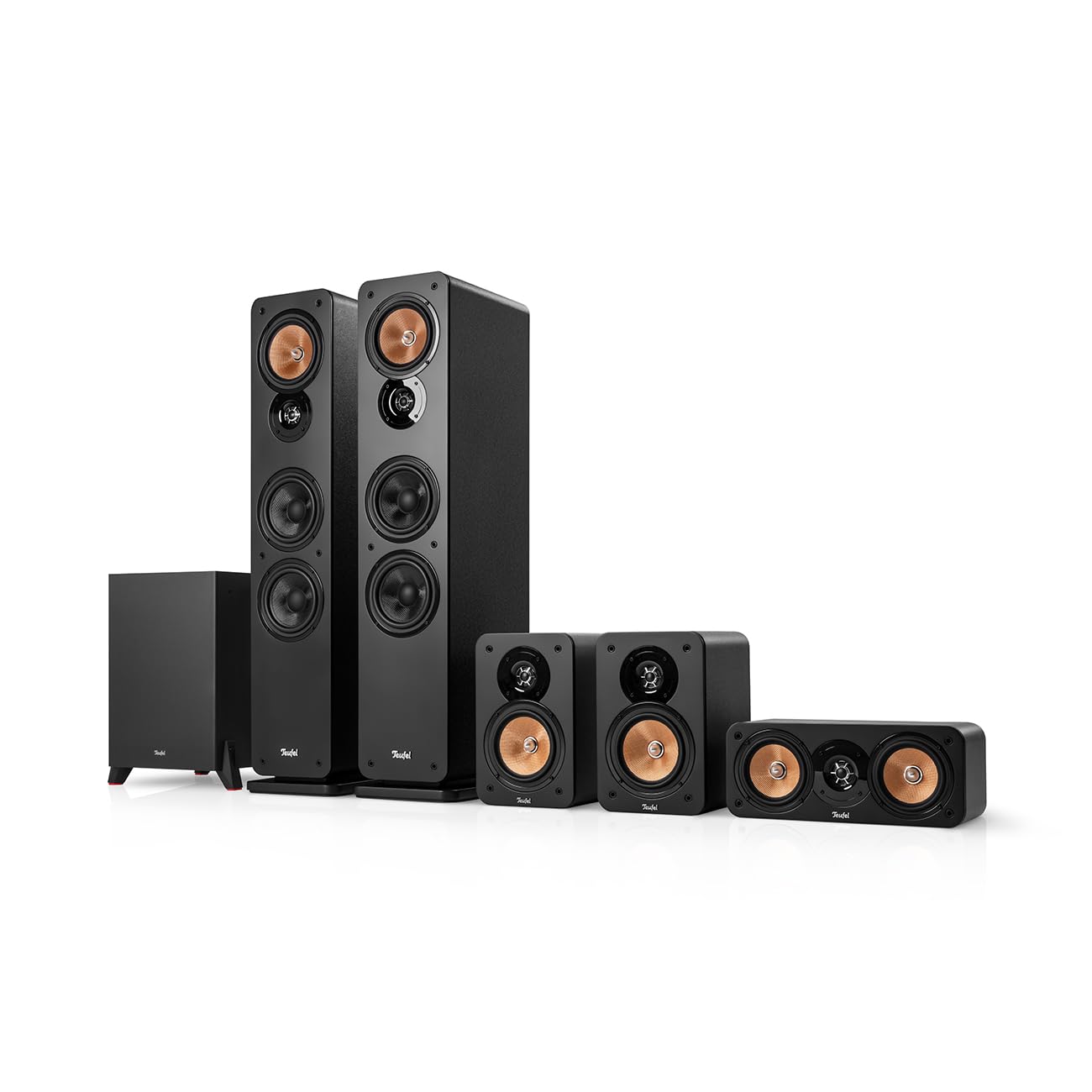 Teufel Ultima 40 Surround 5.1-Set, Sistema Audio Home Cinema Surround a 3 Vie con Subwoofer Potente, Bass Reflex, Espandibile, Nero