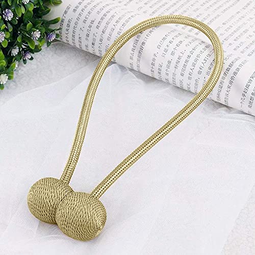 Image of Home Cloud Magnetic Curtain Tiebacks Curtain Drape Holdbacks Clips Rope Holder Buckles for Home Bedroom Office (1 Pair 2pcs, Light Gold)
