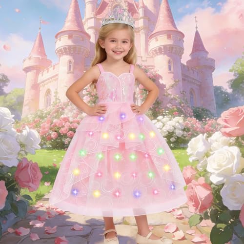 Disfraz de Bruja Buena para Niñas Vestido Rosa de Tul miniatura 5