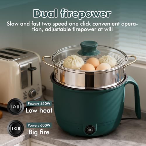 Marmite Électrique, 1.3 L Hot Pot Électrique, 600 W, 220 V Marmite Portable, Mini Hot Pot Avec Cuiseur Vapeur En Acier Inoxydable, Casserole Électrique Pour La Maison, Le Bureau, Le Dortoir – Image 4