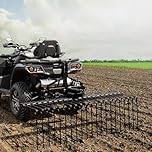 60-Inch Tow Behind Landscape Rake, Heavy Duty Lawn Dethatcher, Fits 48" or 60" Toolbars & 3-Point Suspension Systems, Pull-Behind Rake for Leaves, Pine Needles & Debris, Black