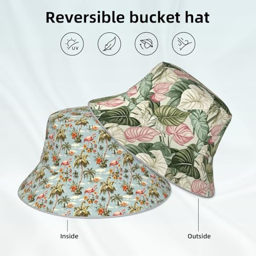 Image of Bucket Hat Double-Side-Wear Reversible Sun Hat Beach Travel Hiking for Women Men