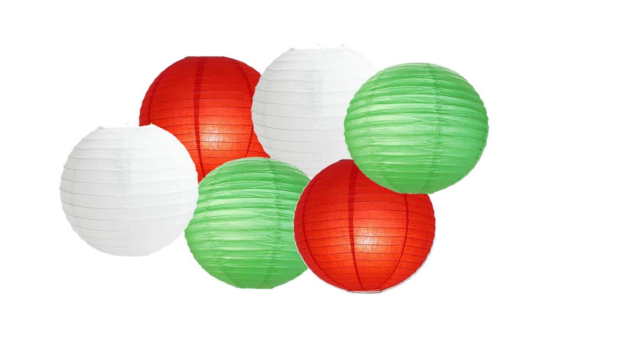 Paper Lanterns Mix Color Packs of 6 Round Paper Lanterns Lampshade (All Ivory/Cream, 12" (30 Cm)) — view 9