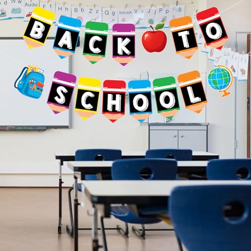 Back to School Decorations Banner Pre-Assembled Welcome Back to School Hanging Pencils Banners Garlands Welcome Sign for First Day of School Classroom Party Decorations - Image 6