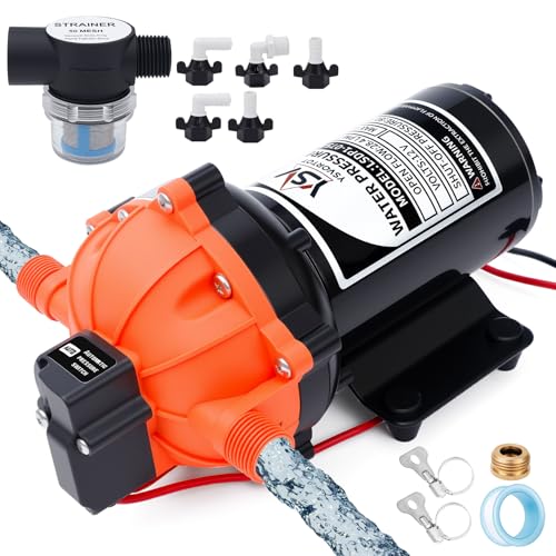 12V Marine Washdown Pump (75PSI 7.0 GPM) - Self-Priming Fresh Water Pump with Strainer & Pressure Switch Suitable for Boats Yachts RVs Campers Travel Trailers & Sprayers