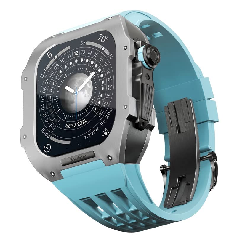 Mod Watch Apple avec bracelet caoutchouc bleu pour relooker votre montre 45mm