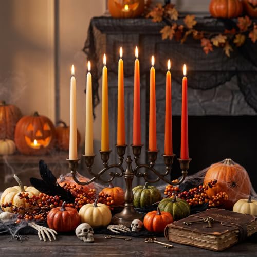 Image of MTLEE 32 Pcs Orange Taper Candles Bulk 10 Inch Long Candlestick, Smooth