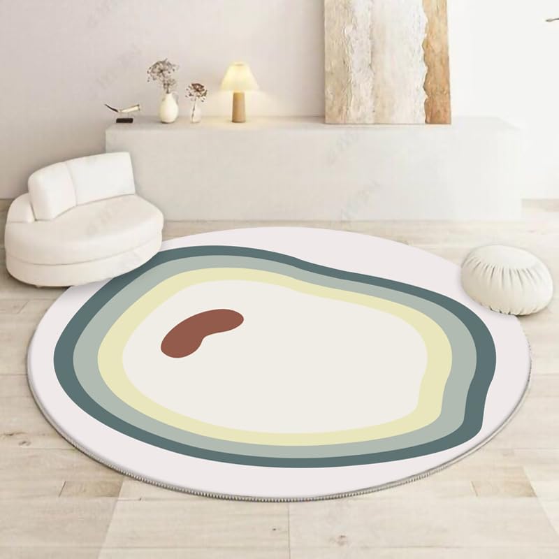 Moquette chambre antidérapante ronde tapis vert et jaune haute densité 140cm