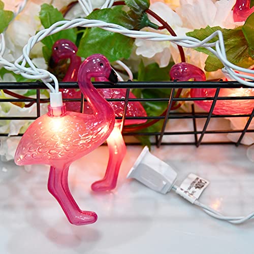 Konictom 8.5Ft Pink Flamingo String Lights, Summer Party Light String With 10 Flamingo Lights, Fun Fairy Flamingo Light For Beach Home Bedroom Birthday Decor, White Wire #TOP1