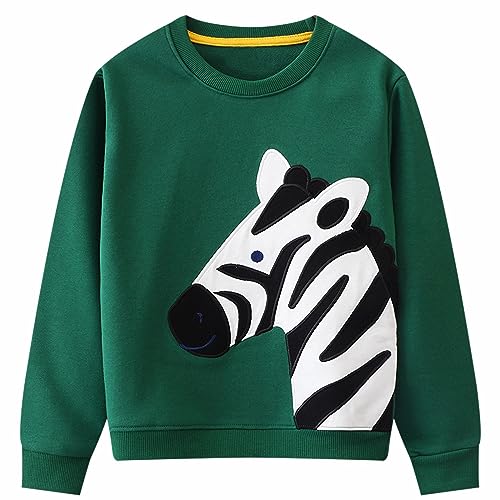 Image of Little Hand Toddler Boys Sweatshirt Zebra Jumper Long Sleeve Top Shirt Toddler Cotton Casual Pullover Kids Clothes Age 6-7 Years
